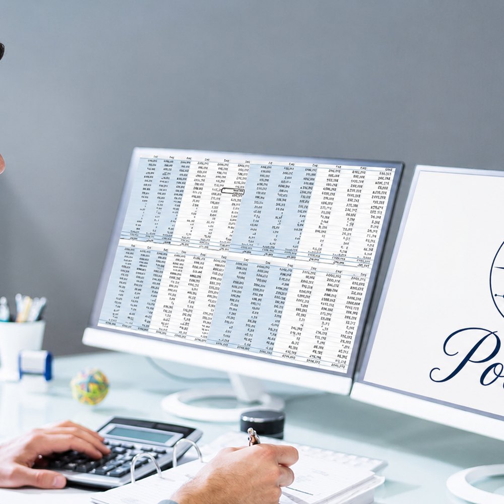 Profesional revisando información contable